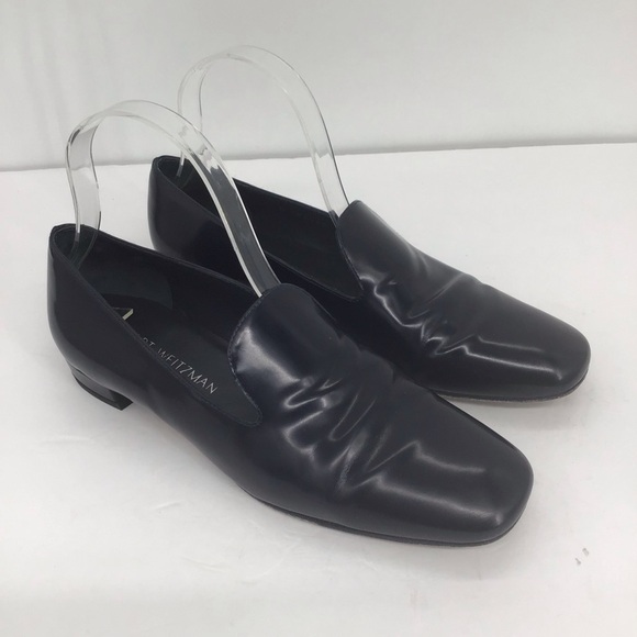 Stuart Weitzman Myguy Leather Loafer Casual Career Black Made in Spain size 8M - Picture 1 of 10
